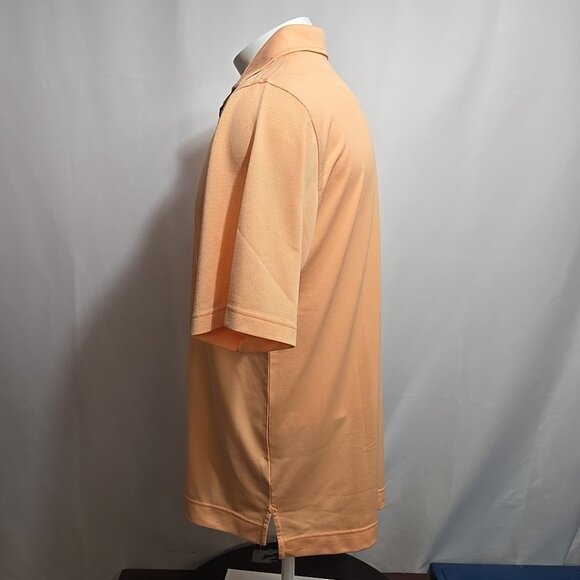 Footjoy Golf Polo Shirt Mens Size Large Peach Pink Herringbone Like Pattern - Picture 3 of 8